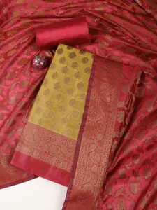 Meena Bazaar Floral Woven Design Art Silk Unstitched Dress Material