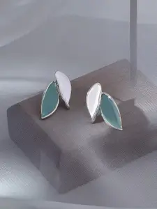 KRENOZ Silver-Plated Antique Leaf Shaped Studded