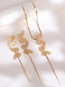 Voylla Blume Butterfly Layered Pendant Set