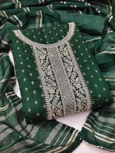 Peachmode Floral Embroidered Chanderi Silk Unstitched Dress Material