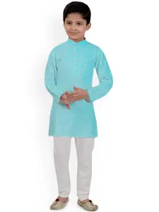 BAESD Boys Textured Self Design Regular Straight Knee Length Kurta Sets