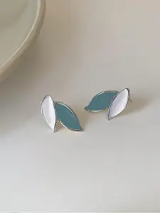 KRENOZ Silver-Plated Antique Leaf Shaped Studded