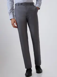 Raymond Contemporary Men Checked Flat Front Regular Fit Formal Trousers