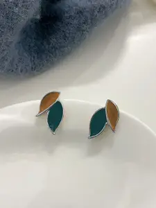 KRENOZ Silver-Plated Antique Leaf Shaped Studded