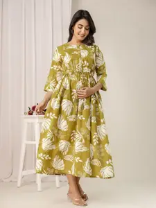 Nayo Women Tropical Print Maternity Maxi Dress