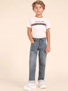 U.S. Polo Assn. Kids Boys Relaxed Fit Mid-Rise Light Fade Stretchable Jeans