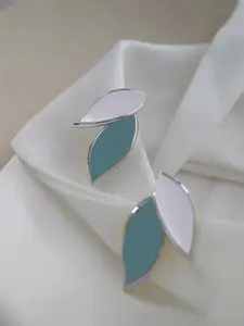 KRENOZ Silver-Plated Antique Leaf Shaped Studded