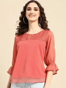 Sangria Women Self-Design Dobby Weave Top
