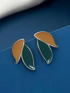 KRENOZ Silver-Plated Antique Leaf Shaped Studded