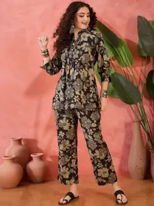 Sangria Printed Pure Cotton Top & Trousers Co-Ords