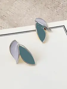 VAGHBHATT Silver- Plated Antique Leaf Shaped Studs