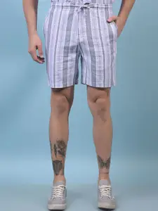 Crimsoune Club Men Cotton Mid-Rise Striped Slim Fit Shorts