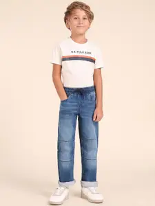 U.S. Polo Assn. Kids Boys Classic Regular Fit Mid-Rise Light Fade Stretchable Jeans