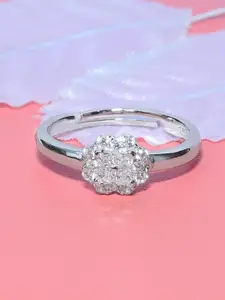 Satlaa 925 Pure Real Sterling Silver Dazzling Rhodium Subtle Adjustable Finger Ring