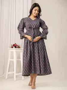 Nayo Women Floral Print Maternity Maxi Dress