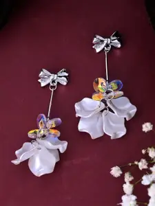 DIVASTRI Silver-Plated Bow Shaped Drop Earrings