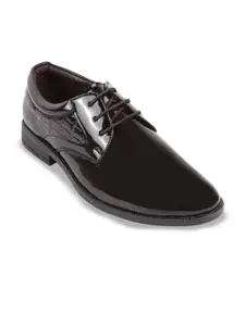 FAUSTO Men Textured Embossed Lace Up Formal Derbys