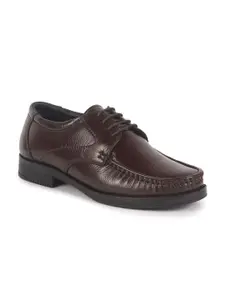 FAUSTO Men Textured Genuine Leather Lace Up Formal Derbys