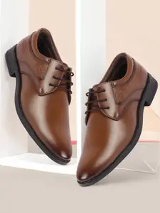 FAUSTO Men Textured Embossed Lace Up Formal Derbys