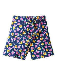 CrayonFlakes Girls Floral Printed Mid-Rise Shorts
