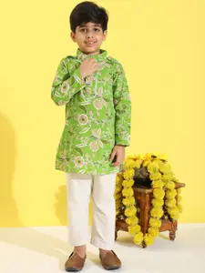 Cutiekins Boys Floral Printed Kurta with Pyjama