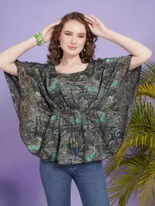 Boholyfe Women Green Mirage Kaftan Top