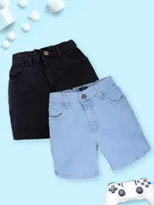KiddoPanti Pack Of 2 Boys Knee Length Denim Shorts