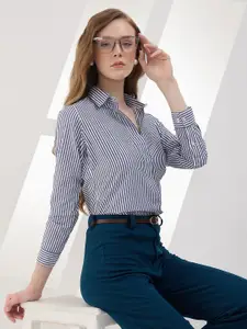her by invictus Women Slim Fit Striped Casual Shirt