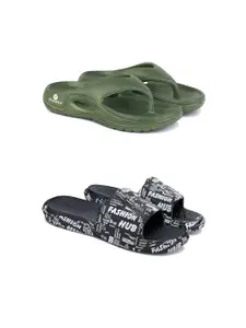 PENNEN Men Set Of 2 Soft & Lightweight Flip Flops & Slider