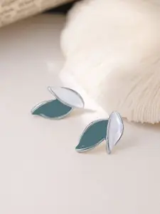 VAGHBHATT Silver-Plated Zircon  Leaf Shaped Studs Earrings