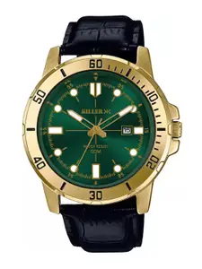 Killer Men Brass Round Dial & Straps Analogue Watch Timewear 7010 Golden Green Edition