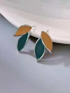 VAGHBHATT Silver- Plated Antique Leaf Shaped Studs