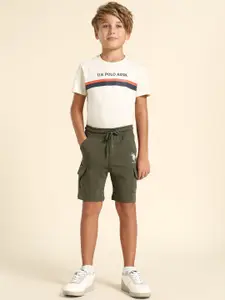 U.S. Polo Assn. Kids U.S. Polo Assn. Boys Solid Regular Fit Mid-Rise Cargo Shorts