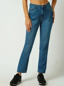 Kraus Jeans Women Solid Relaxed Fit High-Rise Light Fade Jeans