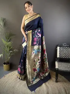 LeeliPeeri Designer Floral Printed Saree With Matching Blouse Piece