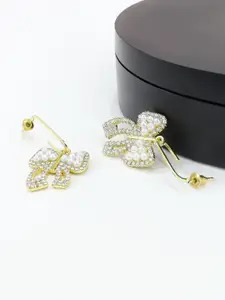 KRENOZ Gold-Plated Rhinestone Antique Contemporary Drop Earrings