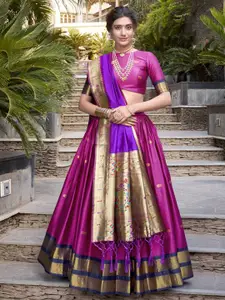 LOOKNBOOK ART Ready to Wear Jacquard Silk Lehenga & Unstitched Blouse With Dupatta