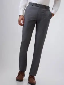 Raymond Men Checked Regular Fit Mid-Rise Flat-Front Formal Trousers