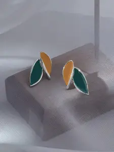 KRENOZ Silver-Plated Antique Leaf Shaped Studded