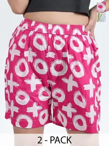 GAB Women Pack Of 2 Printed High-Rise Slip-On Regular Fit Regular Shorts