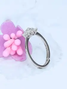 Satlaa 925 Pure Real Sterling Silver Margherita White Adjustable Female Cute Finger Ring