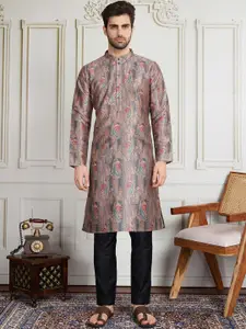 House of Pataudi Men Paisley Printed Straight Kurta & Trousers Kurta Sets