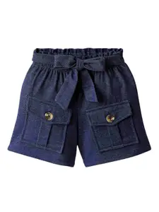 CrayonFlakes Girls Front Flap Pocket Cotton Shorts