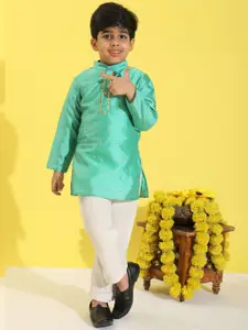 Cutiekins Boys Woven Design Kurta With Pyjamas