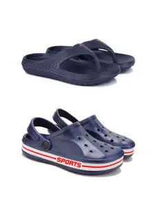 PENNEN Men Set Of 2 Self Design Flip Flops