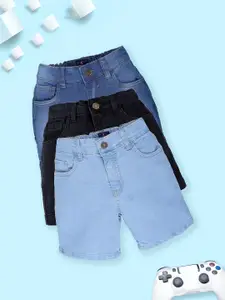 KiddoPanti Boys Pack Of 3 Regular Fit Denim Shorts