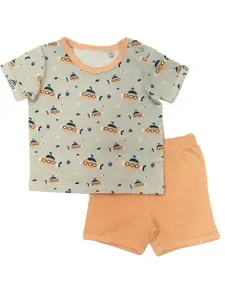 FASHION GRAB Girls Printed T-shirt with Shorts
