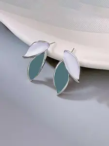 VAGHBHATT Silver-Plated Antique Leaf Shaped Studs