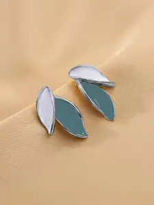 VAGHBHATT Silver- Plated Antique Leaf Shaped Studs
