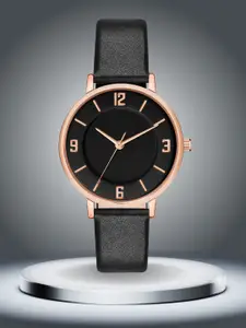 ON TIME OCTUS Women Brass Dial & Straps Analogue Watch MT-391 BLACK